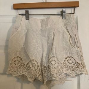 White lace shorts